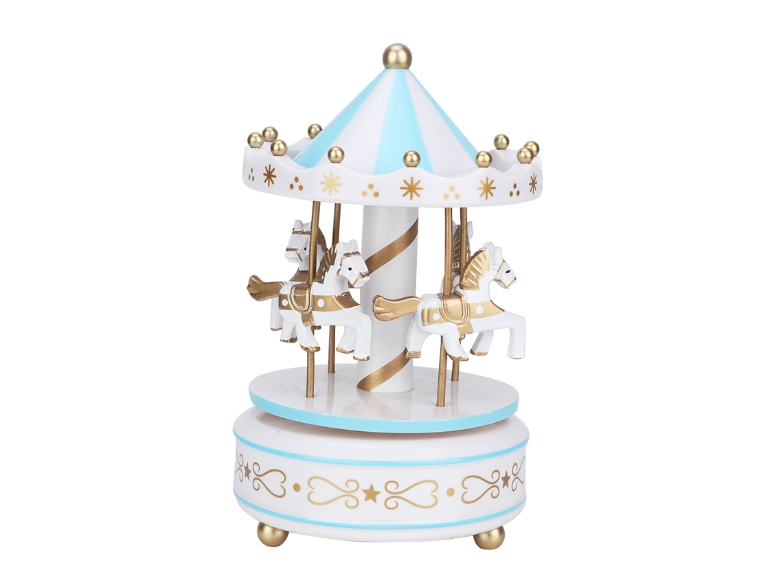 Caixa de música carrossel Merry go round, presente de Natal, casamento, aniversário, azul | S/MARCA
