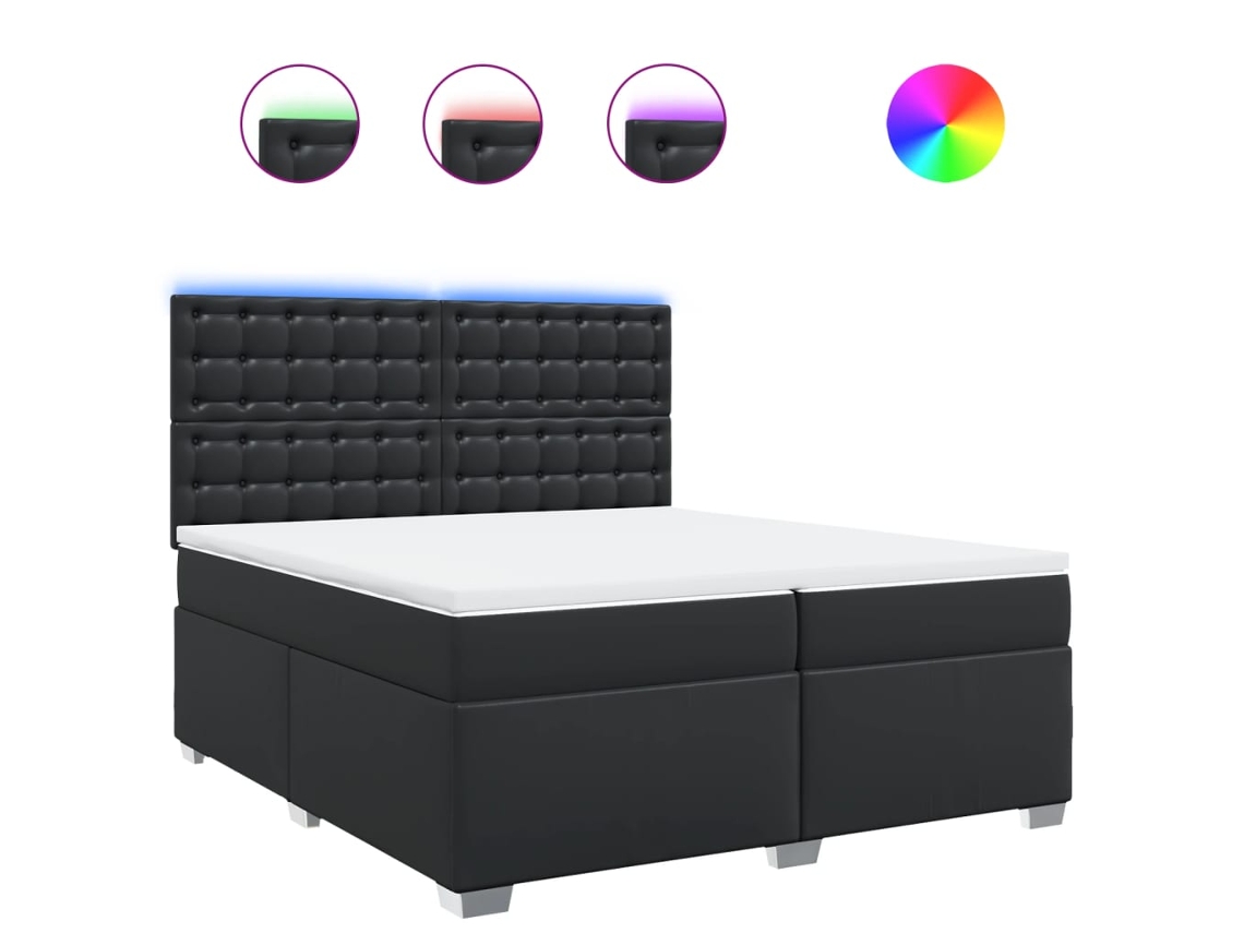 Box Spring Bed, Box Spring Beds Vidaxl Preto Couro Artificial (200 X 200 Cm)