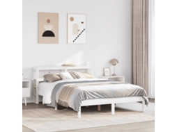 Cama Sem Colchão 135x190 Cm Madeira De Pinho Maciça Branco