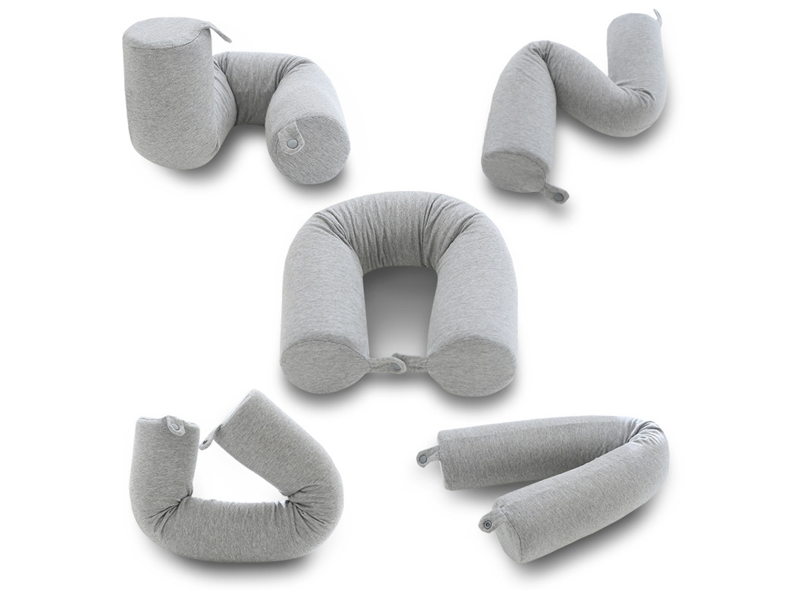 Lurelia Almofada Viagem, Espuma Viscoelástica, Apoio Pescoço, Máscara Olhos, Protetores Auriculares, Cinzento
