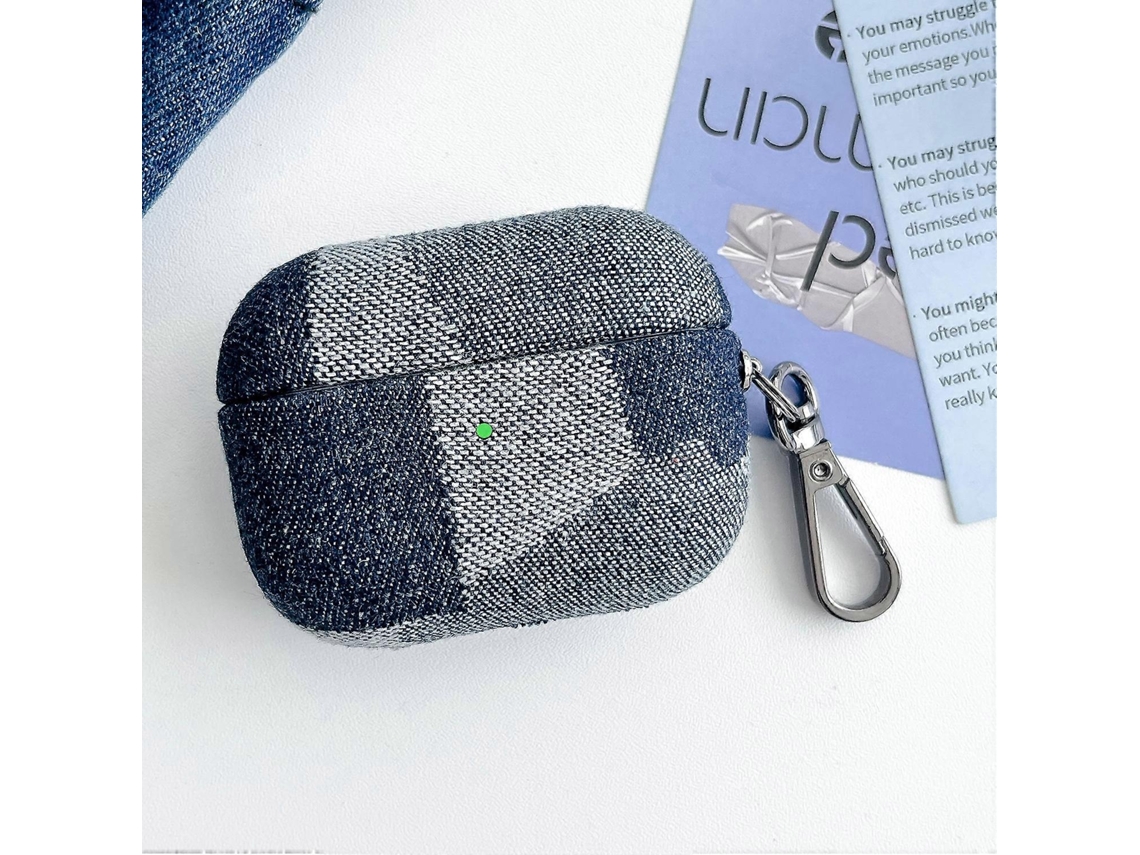 Capa protetora para fone de ouvido Bluetooth em tecido jeans com costura aparente GIECY