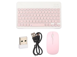 Combo De Teclado E Mouse Sem Fio Bluetooth Rosa