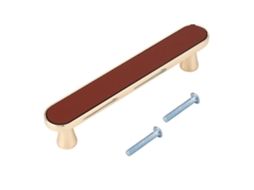 Puxador de porta de guarda-roupa minimalista em estilo europeu (banhado a ouro com couro legítimo, espaçamento de 128 mm entre furos)