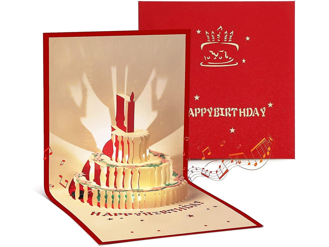 Cartão de aniversário musical, convite de aniversário, cartão-presente, menina, homem, menino, mulher, pop-up 3D com envelope, Slowmoose
