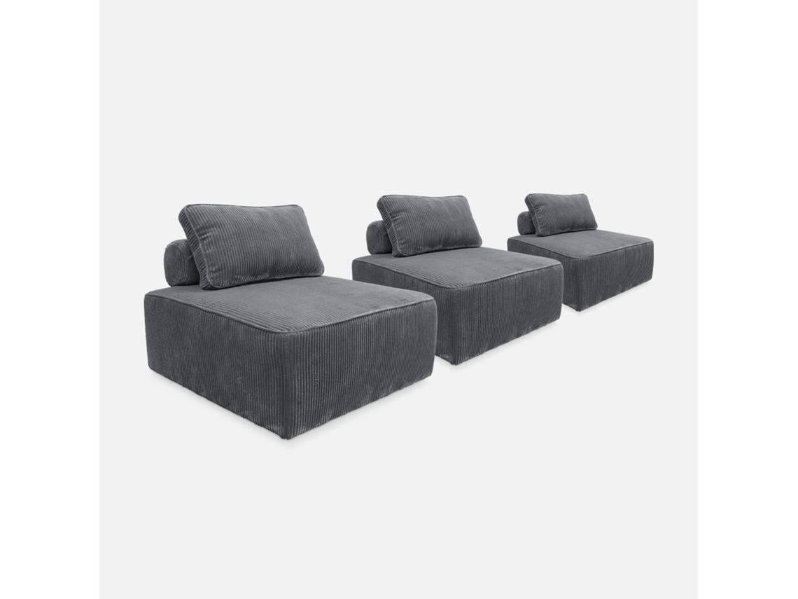 Cadeira de Apoio para Sofá de Veludo Cotelê Set de 3 Cinza SWEEEK
