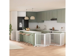 Vidaxl Portão P/ Cães Com Porta Dobrável 12 Painéis 960cm Álamo Branco