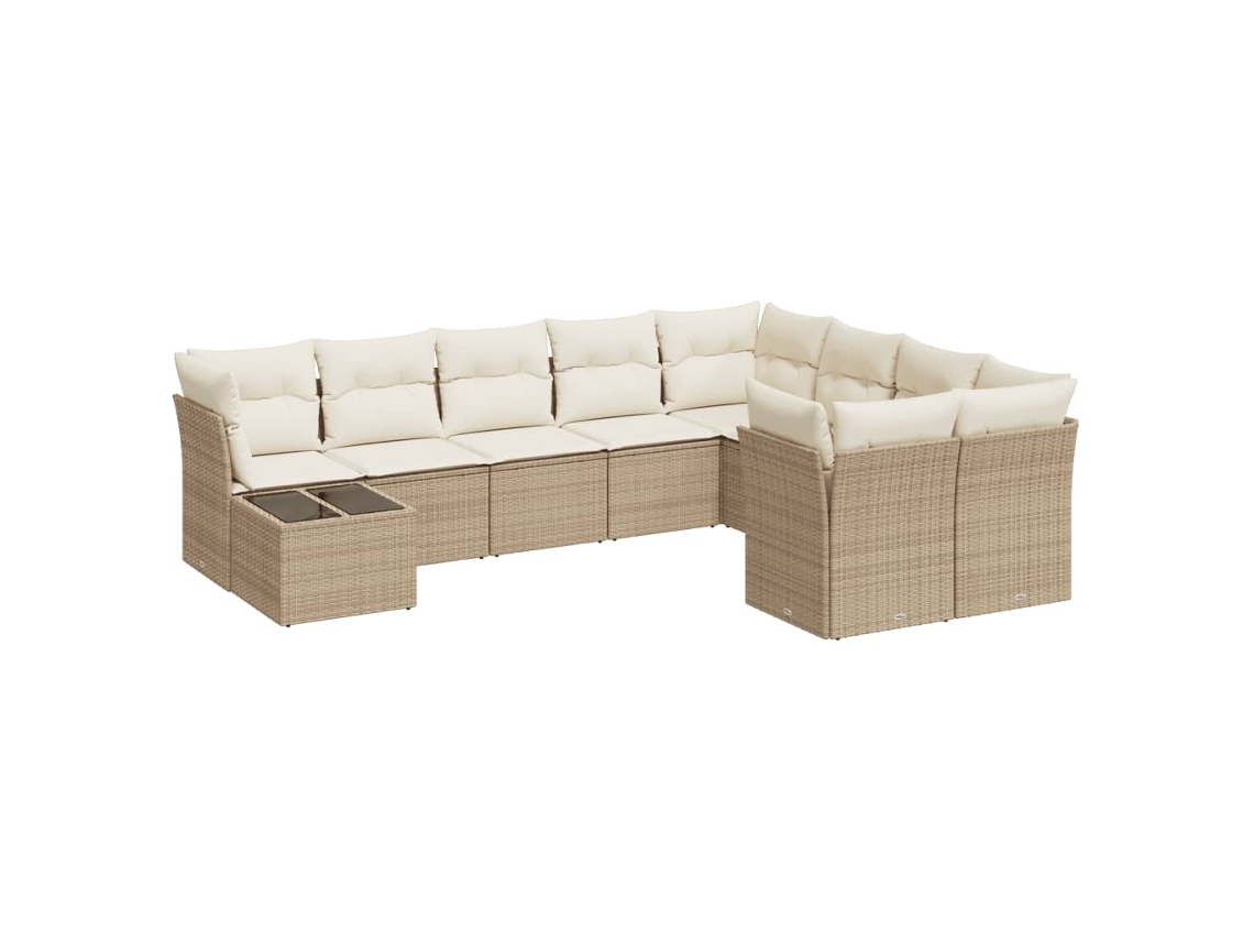 Maison Exclusive - 10 Pcs Conjunto De Sofás P/ Jardim Com Almofadões Vime Pe Bege
