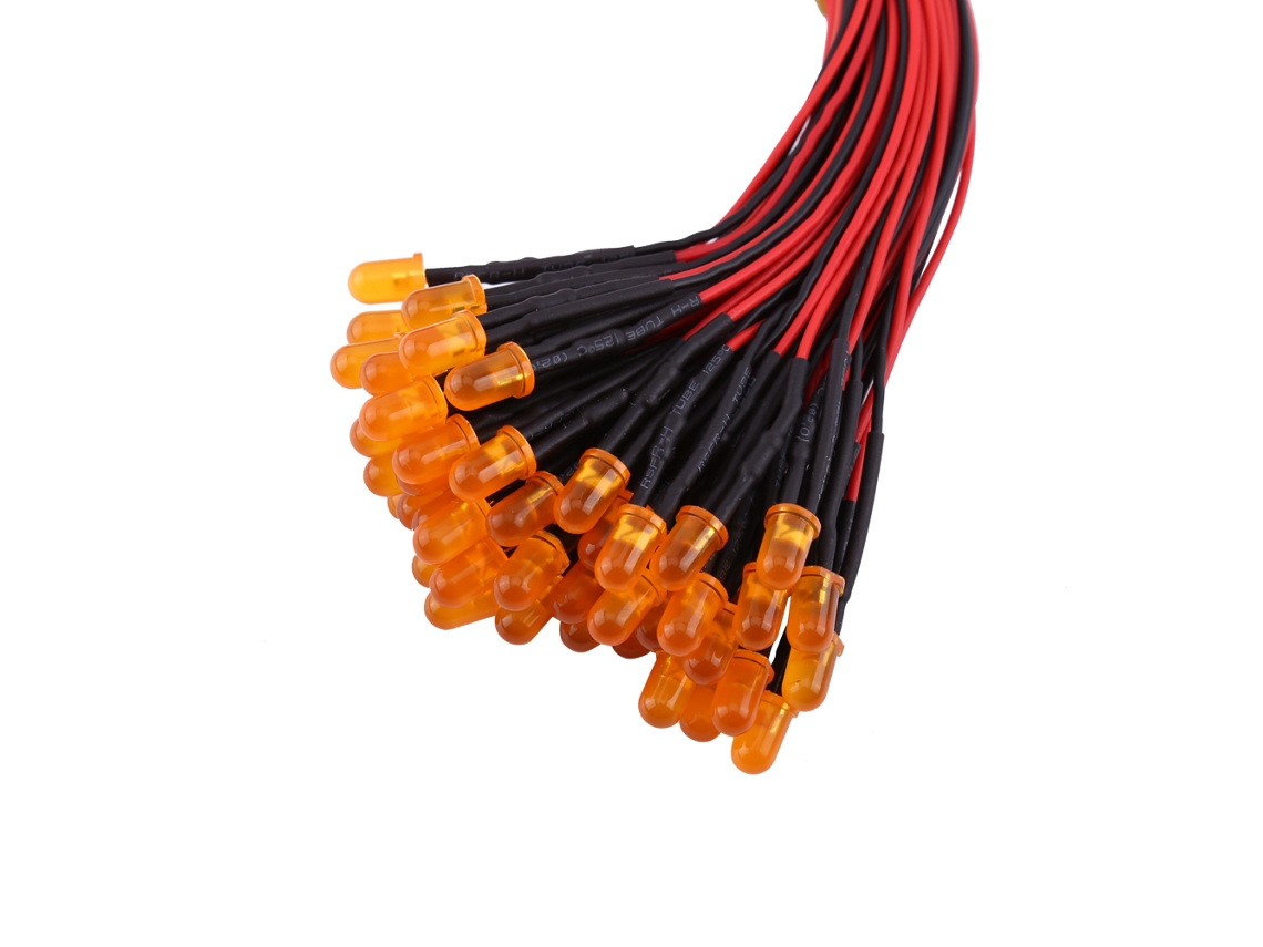 Laxiscreed Led Multicolorido De 12v Dc Com Lente Difusa De 5mm, Pré-conectado E Em Cor Laranja