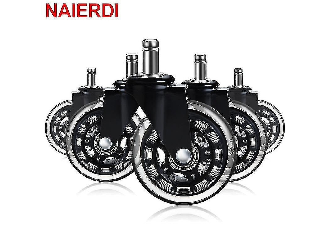 Lurelia Rodízios Para Cadeira De Escritório, 73 Mm, 22 Mm, Roda Dupla, Borracha, Resistente, Magnético, Preto, Transparente