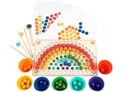 Jogo de Miçangas Clipe Madeira Jogos Go Set Dots Shuttle Beads Board Games Rainbow Ball Matching Toy Elimination Game Early Educati