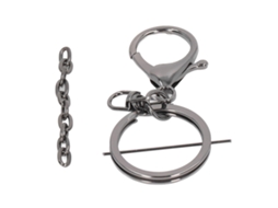 Kit de 30 Anéis de Porta chaves com Corrente Metal Durável para Artesanato Diy Joias Cinza