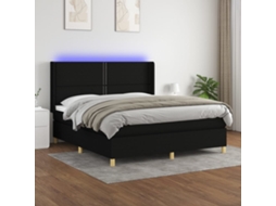Vidaxl Cama Box Spring C/ Colchão E Led 180x200 Cm Tecido Preto