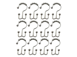 12pcs ganchos de cortina de banho de ferro anti roxo duplo lado anéis para banheiro preto | S/MARCA