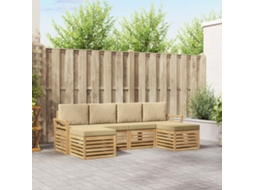 Vidaxl Conjunto De Sofás Para Exterior 6 Pcs Branco E Bege