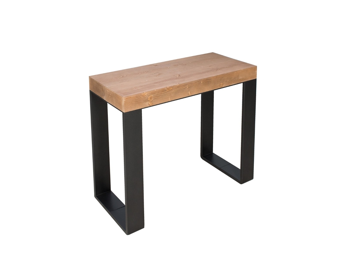 Mesa Consola Extensível 90X40/190 Cm Tecno Small Abeto Tingido Quadro Antracite