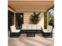 Vidaxl Conjunto De Sofá De Jardim 9 Unid. Preto Vime Pe
