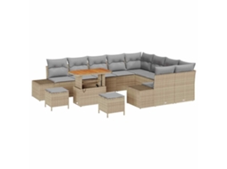 Maison Exclusive - Conjunto De Sofá De Jardim 12 Pcs Bege Rattan Sintético