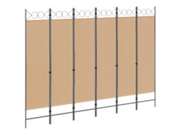 Vidaxl Divisória De Quarto De 6 Painéis Bege 240 X 180 Cm Tecido
