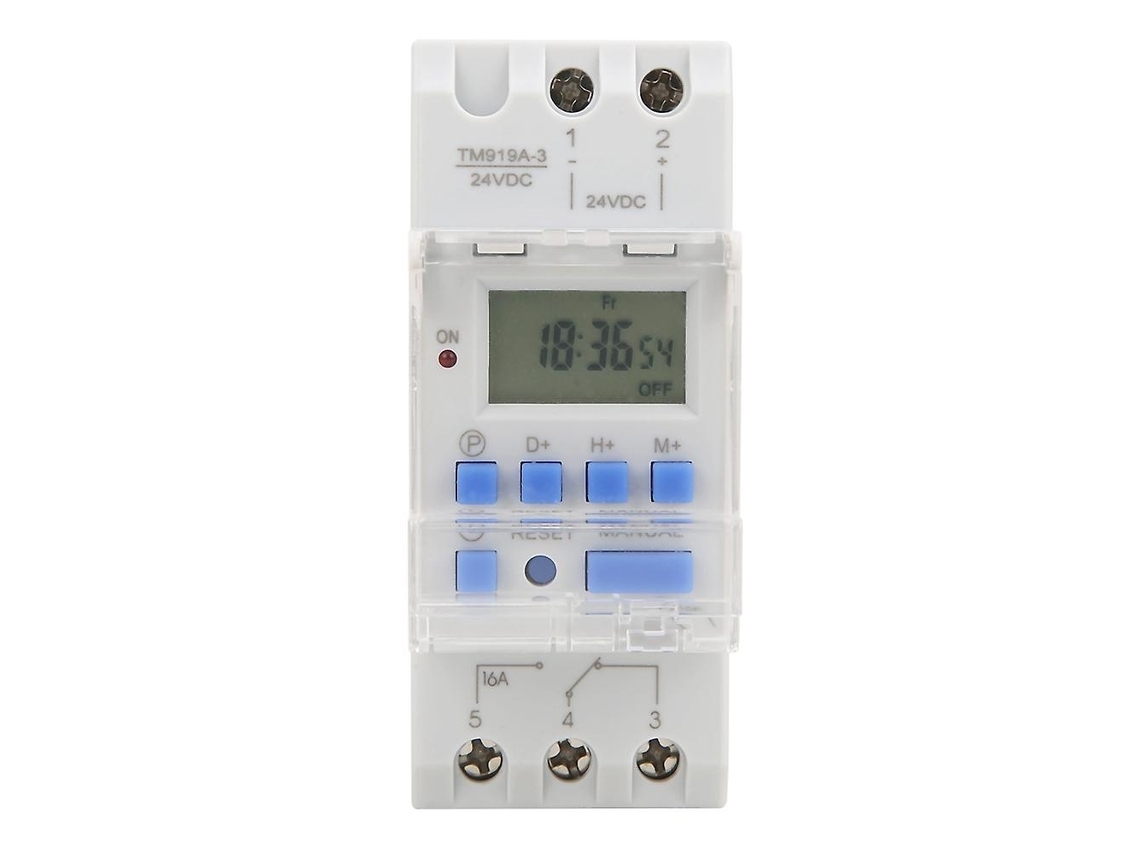 Interruptor Temporizador 24v Dc 16a com LCD para 7 Dias Tm919a AQUAFORGE
