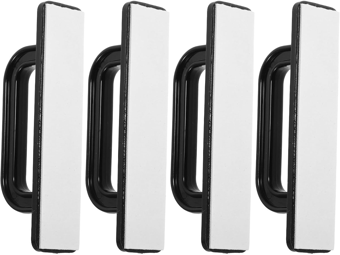 Conjunto De 4 Puxadores Autoadesivos Para Armários, Pretos, Em Abs