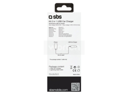 Kit Carregador USB p/ carro SBS c/ cabo Lightning