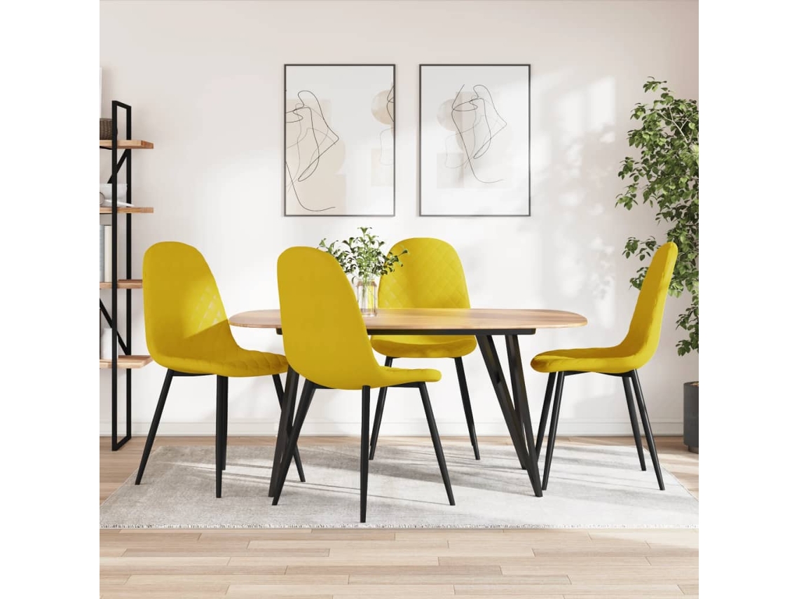 Vidaxl Cadeiras De Jantar 4 Pcs Veludo Amarelo Mostarda