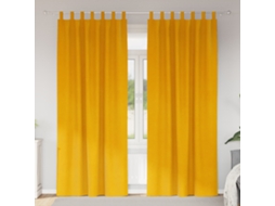 Vidaxl Cortinas Opacas 2 Unid. Amarelo-mostarda 140 X 245 Cm Veludo