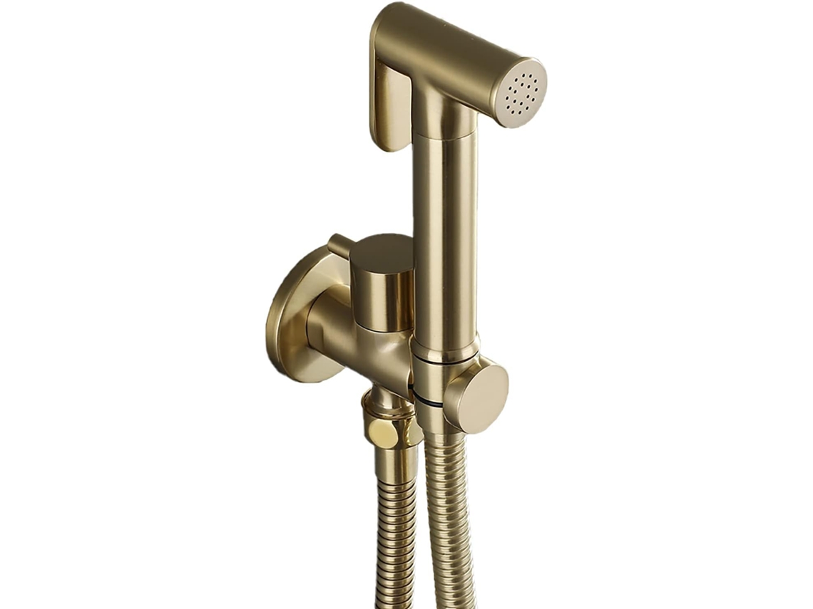 Mangueira de Bidê Portátil para Sanitário, Kit de Pulverização para em Latão Dourado Escovado AQUAFORGE