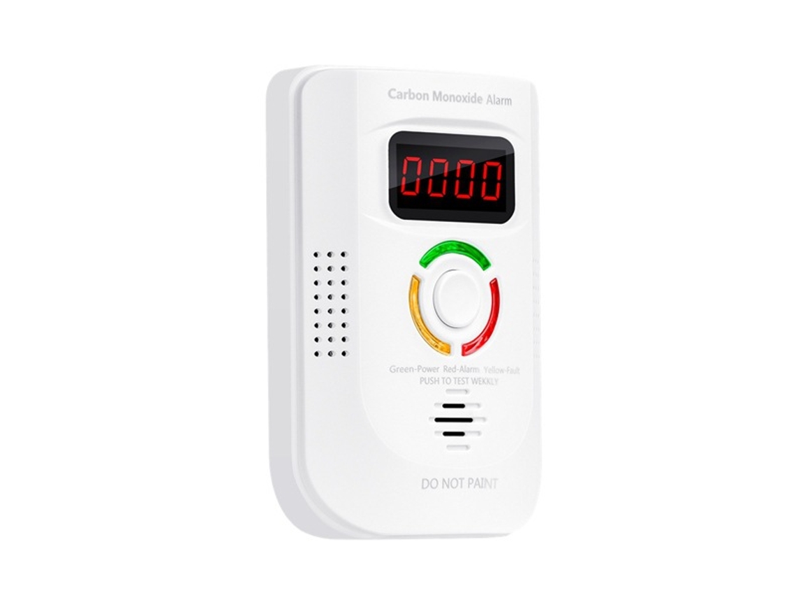Detetor De Monóxido De Carbono De Tomada Com Display Lcd E Alarmes Sonoros E Visuais
