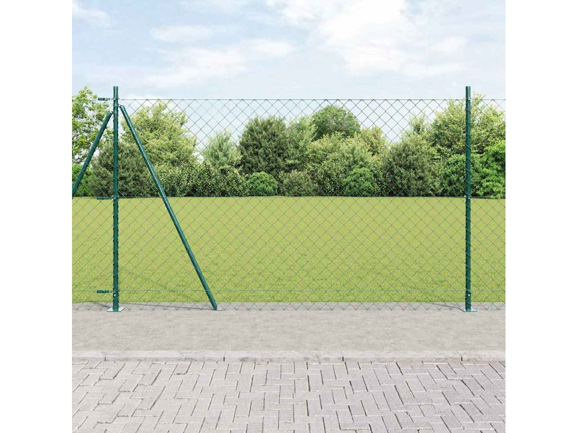 Vidaxl Cerca De Cadeia Com Base De Concreto 25 X 1,6 M Verde Malha