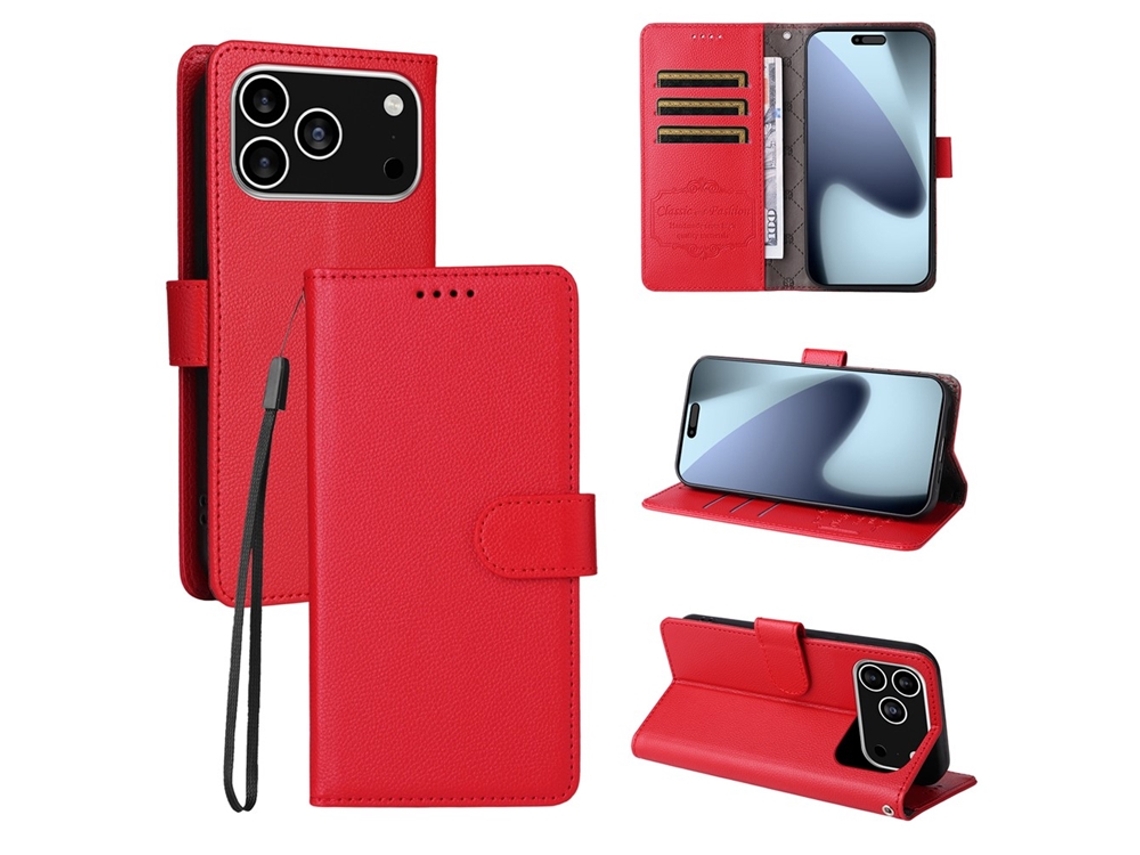 Capa Carteira Para Iphone 17 Pro Com Bloqueio Rfid E Alça De Pulso.