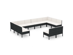 Garden Lounge Set, Garden Lounge Sets Vidaxl Preto Rattan / Vime (n/a)