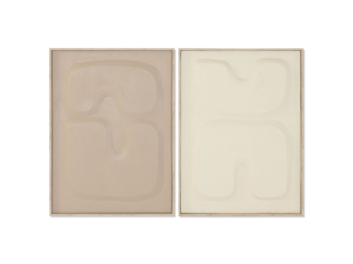 Pintura Home Esprit Castanho Bege Abstrato Escandinavo 50 X 4,5 X 70 Cm (2 Unidades)