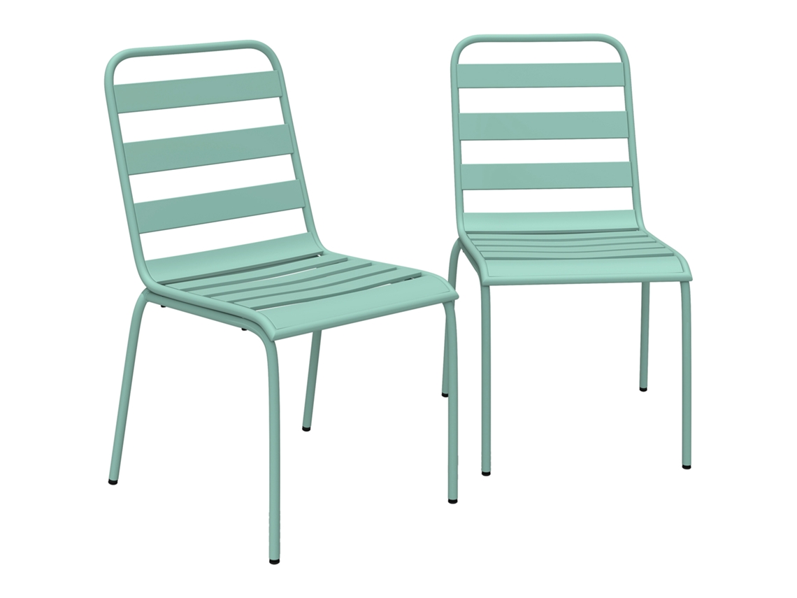 Conjunto de 2 Cadeiras de Jardim Empilháveis Verde S/MARCA