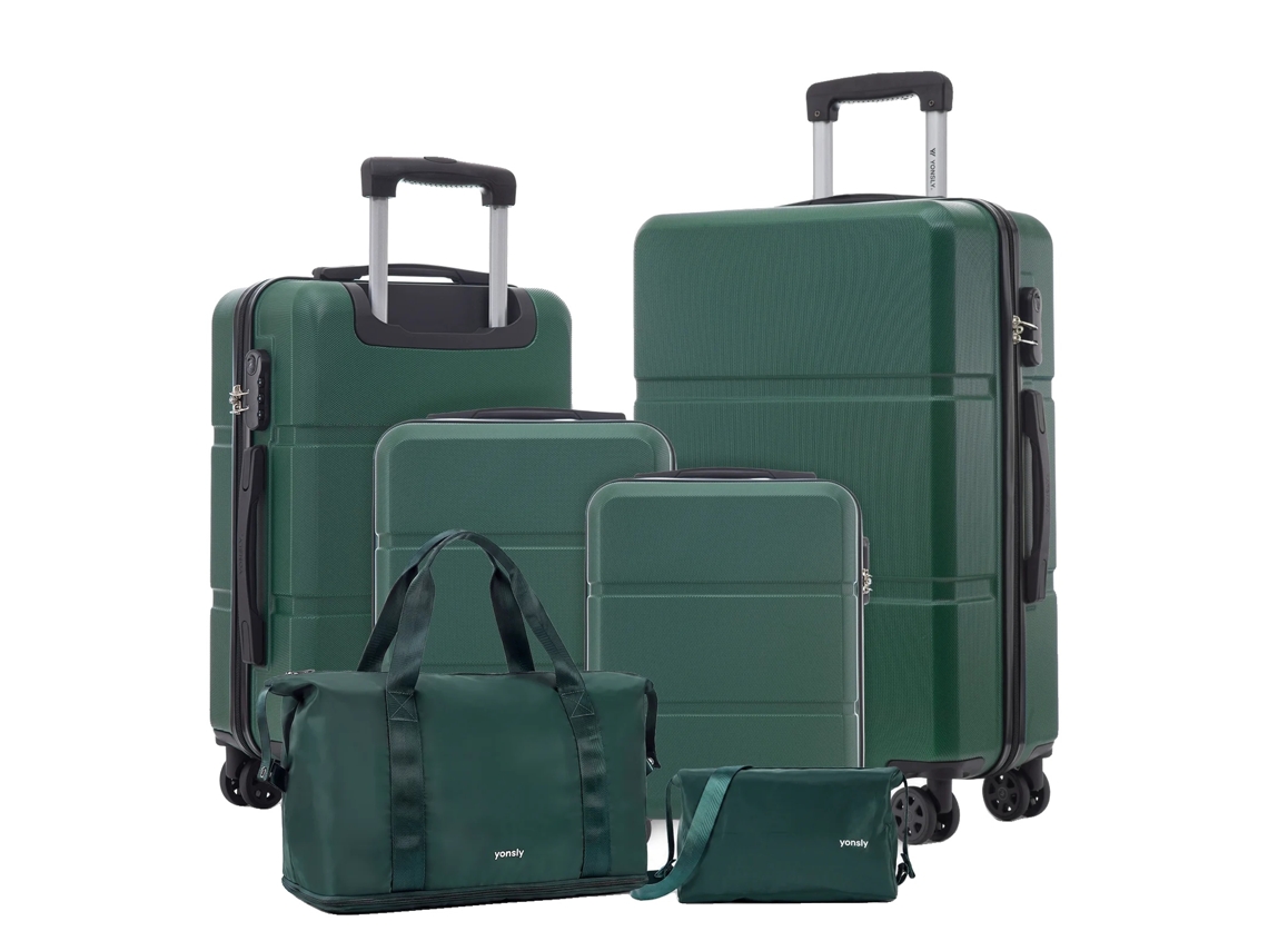 Conjunto De Malas, Material Durável, Mobilidade Sem Esforço, Verde Escuro (16+20+24+28 Polegadas)