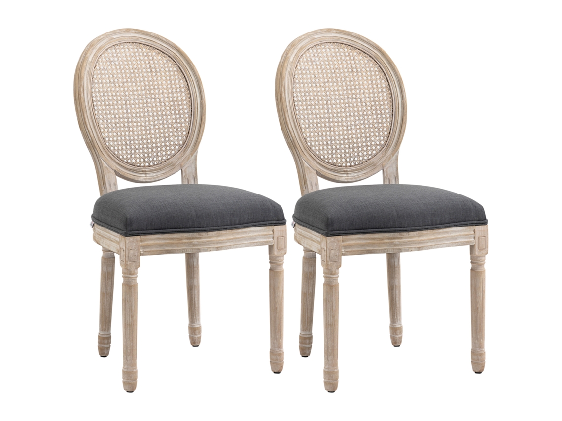 Conjunto de 2 Cadeiras de Jantar Estilo Luís XVI com Medalhão TOPBRICO
