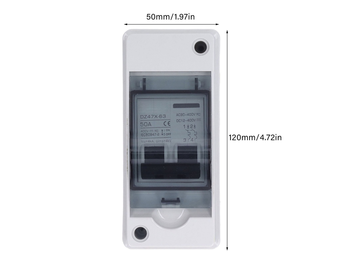Laxiscreed Disjuntor Miniatura 50a À Prova D'água Para Sistemas Fotovoltaicos De 12 A 400v Dc E 90 A 400v Ac