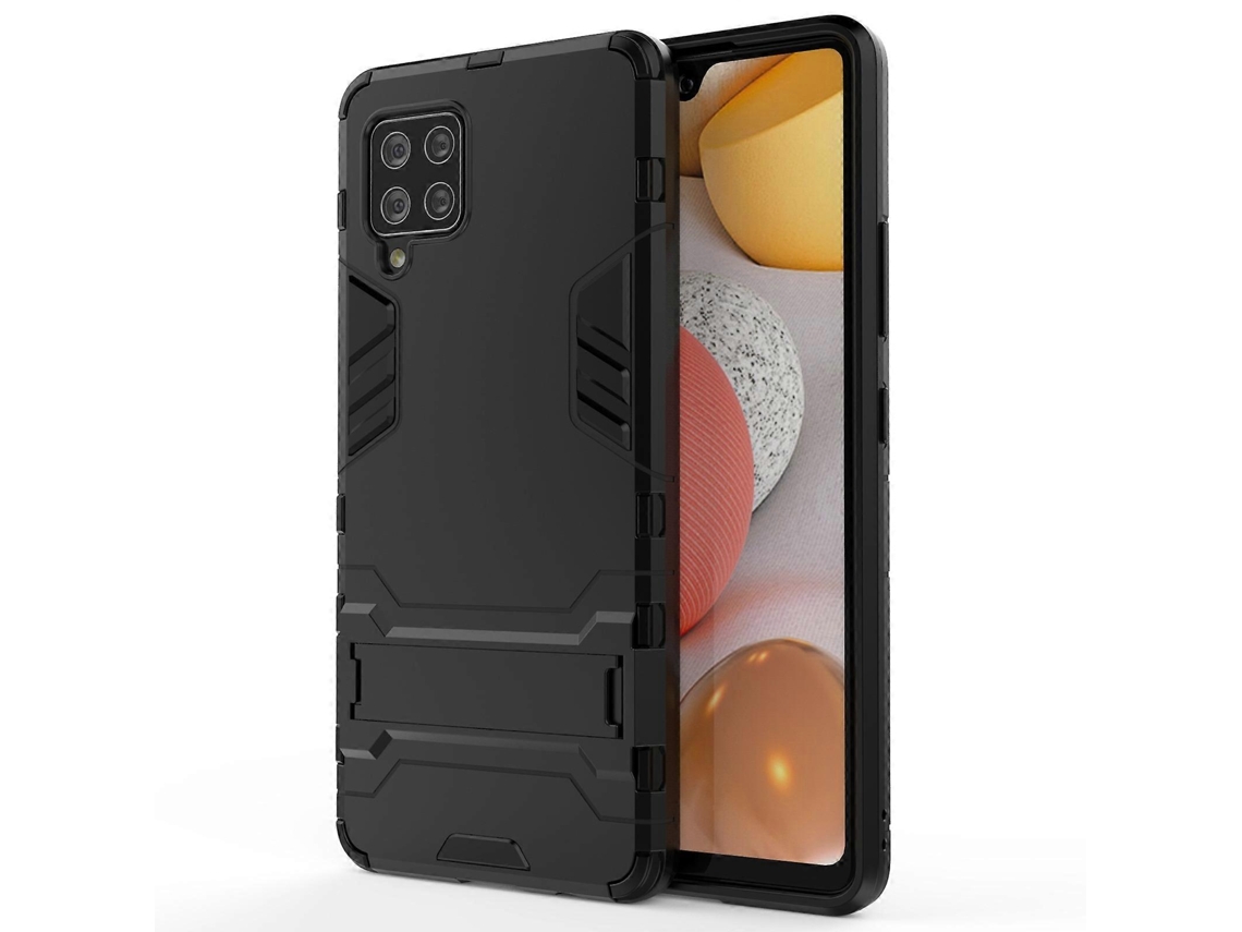Para Samsung Galaxy A42 5g Pc À Prova De Choque Capa Protetora De Tpu Com Suporte Invisível (preto)