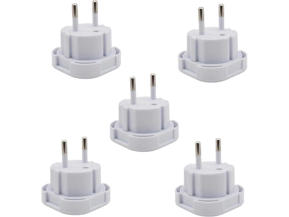 Kit de 5 adaptadores de viagem com plugues de três pinos para países como Suécia, Noruega e Dinamarca AQUAFORGE