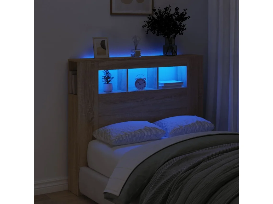 Cabeceira C/ Leds 120x18,5x103,5 Deriv. Madeira Carvalho Sonoma