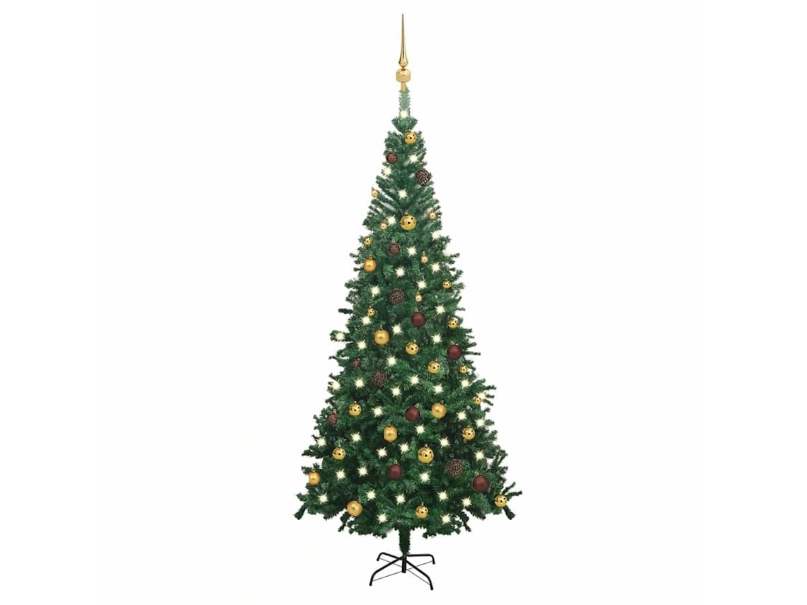 Árvore De Natal Artificial Pangivo Pré-iluminada Com Bolas E Led Verde 240 Cm