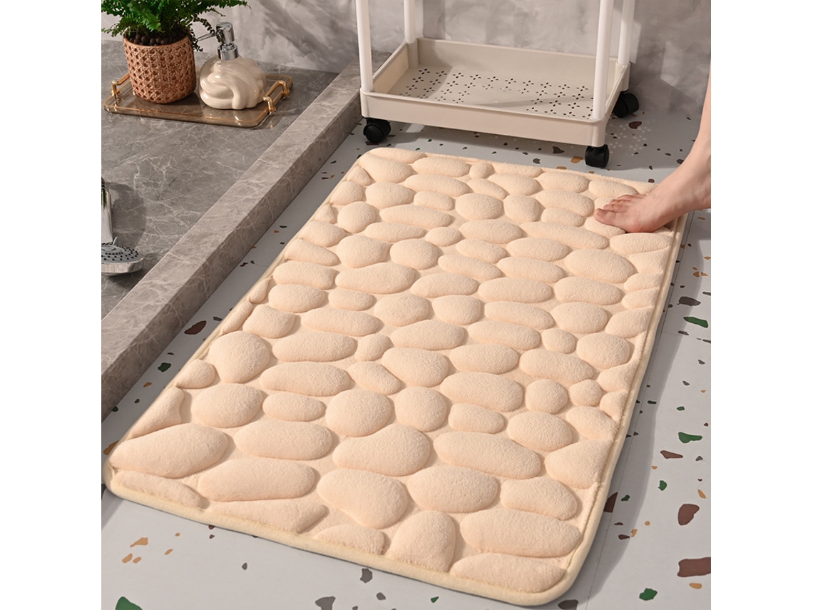 Tapetes de Banho Antiderrapantes Absorventes de Secagem Rápida para Decoração de Banheiro Creme EVELTEK 50x80cm