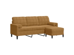 Maison Exclusive - Sofá De 3 Lugares Com Apoio De Pés 180 Cm Veludo Castanho