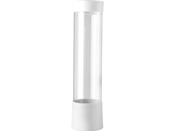 Dispenser De Copos De Papel De Parede - Branco Transparente Curto, 40 Copos, Com Adesivo, Compacto E Prático
