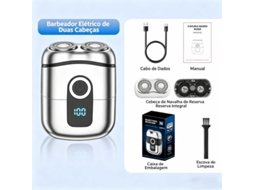 Compatível Barbeador Elétrico Portátil Magnético De Duas Cabeças, Ecrã Digital, Com Peças Sobressalentes, Recarregável Usb, Ideal Para Vi...