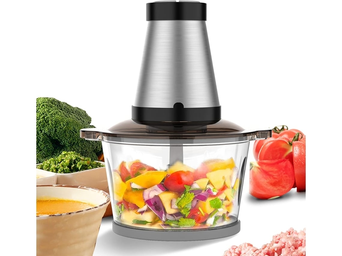 Picador Elétrico Processador De Alimentos Para Vegetais Carne Frutas Nozes Moedor De Alimentos De 2 Velocidades Com Lâminas Afiadas Branco Gusshious