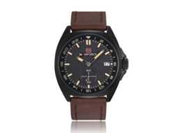 Relógio Masculino de Couro Naviforce com Calendário Resistente À Água 30m
