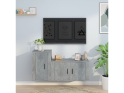 Vidaxl 2 Pcs Conjunto Móveis De Tv Derivados De Madeira Cinza Cimento