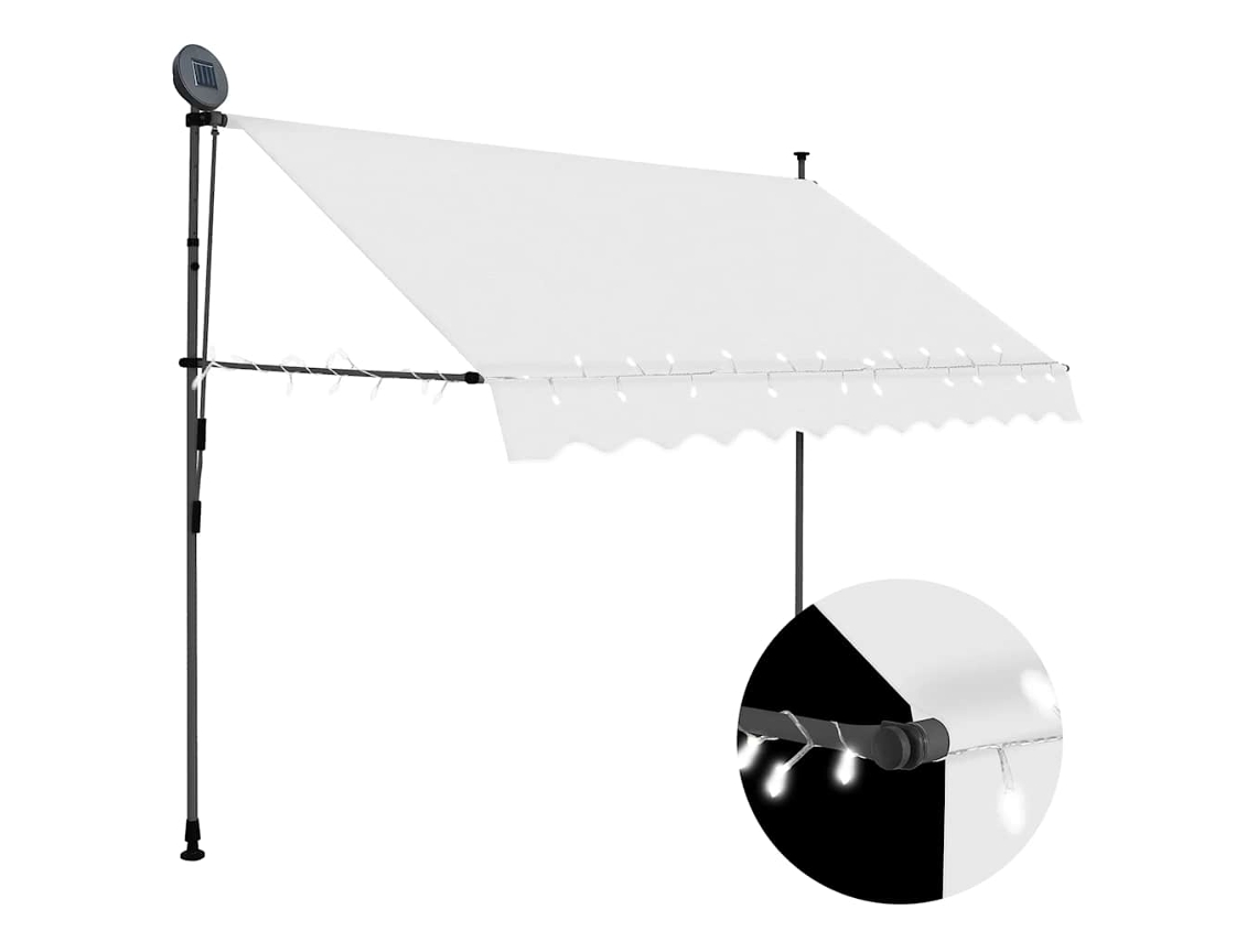 Vidaxl Toldo Retrátil Manual Com Led 300 Cm Creme