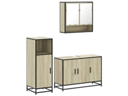 Maison Exclusive - 3 Pcs Conj. Móveis Casa Banho Derivados Madeira Carvalho Sonoma